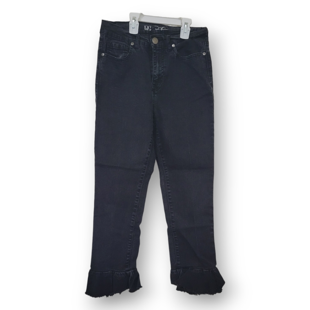 DG2 by Diane Gilman Black Straight Jean With Ruffles Size 4
